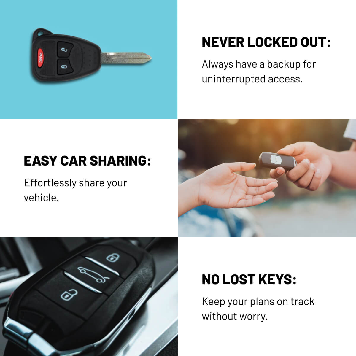 Never Locked Out, Easy Car Sharing, No Lost Keys